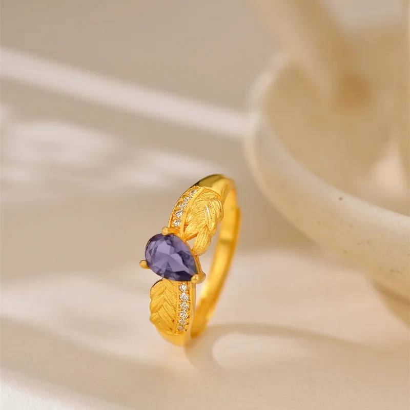 

Роскошное женское кольцо из чистого золота 9999, инкрустированное бриллиантами, синее океанское кольцо