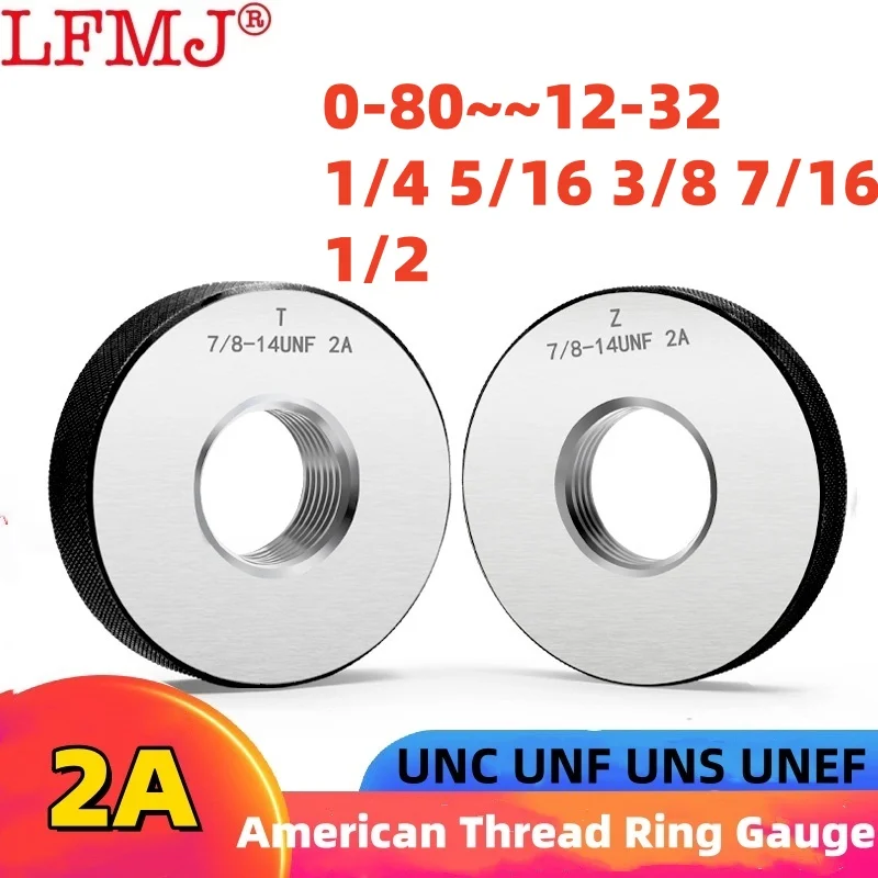 1SET(1*GO+1*NOGO) 2A  American Standard Metric Fine Thread Ring Gauge  UNC UNF UNS 0-80-12-32 1/4 5/16 3/8 7/16 1/2 Measure Tool