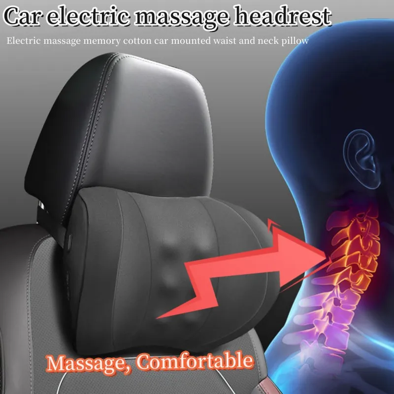 Car Electric Massage Headrest Pillow 12V USB Neck Rest Support for Long Time Travel Auto Neckrest Relieve Fatigue