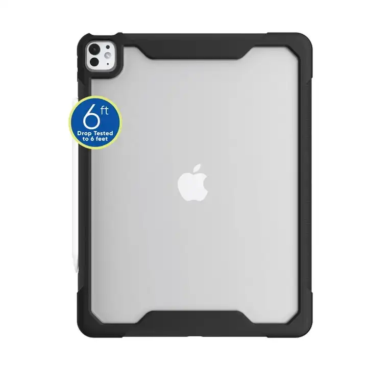 Étui Tablette Robuste Mince Pour IPad Air 13 "(M3, M2) /IPad Pro 12.9" (6e, inspectés, 4e, merveilleuse génération)-Noir/Transparent