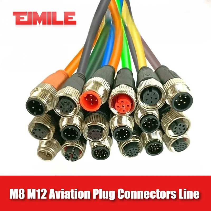 M8 M12 Aviation Plug Connectors 3Pin 4P 5Pin 8Pin Photoelectric Proximity Switch Sensor Male Female Strip Line A-type Elbow Line