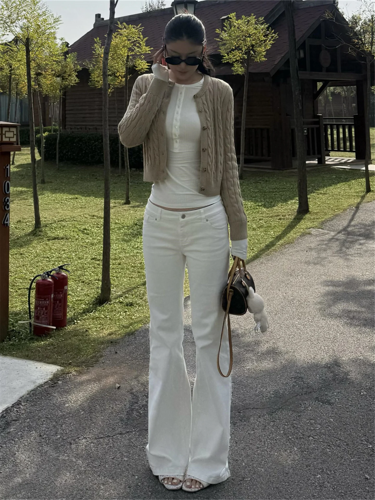 

American Style Vintage Low Waist Bell Bottom Jeans Women's Spring Slim Fit Elastic Casual Floor Length Pants