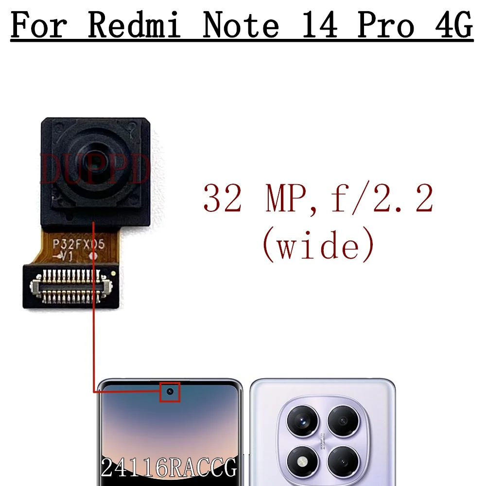 Front Rear Camera For Xiaomi Redmi Note 14 Pro 14Pro 4G Frontal Selfie Facing Back Main Wide Camera Module Flex Cable