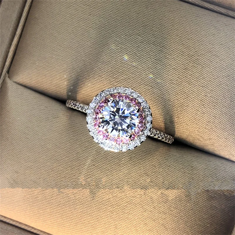 CC Marriage Wedding Rings For Women Silver Color Cubic Zircon Small Pink Diamant Stone Accessories Engagement Fine Jewelry CC593