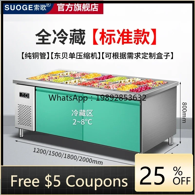 

ZS salad table fruit fishing display cabinet refrigerated commercial freezer pickles fresh side dish workbench