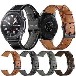 Correa de cuero genuino para Samsung Galaxy Watch 3, pulsera de reloj de 45mm, 22mm, 46mm, Gear S3 Frontier