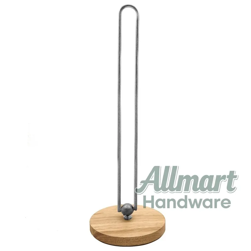 Kitchen Solid Wood Base Vertical Paper Towel Holder Paper Roll Holder Stand Integrated with Plastic Wrap Storage Rack
