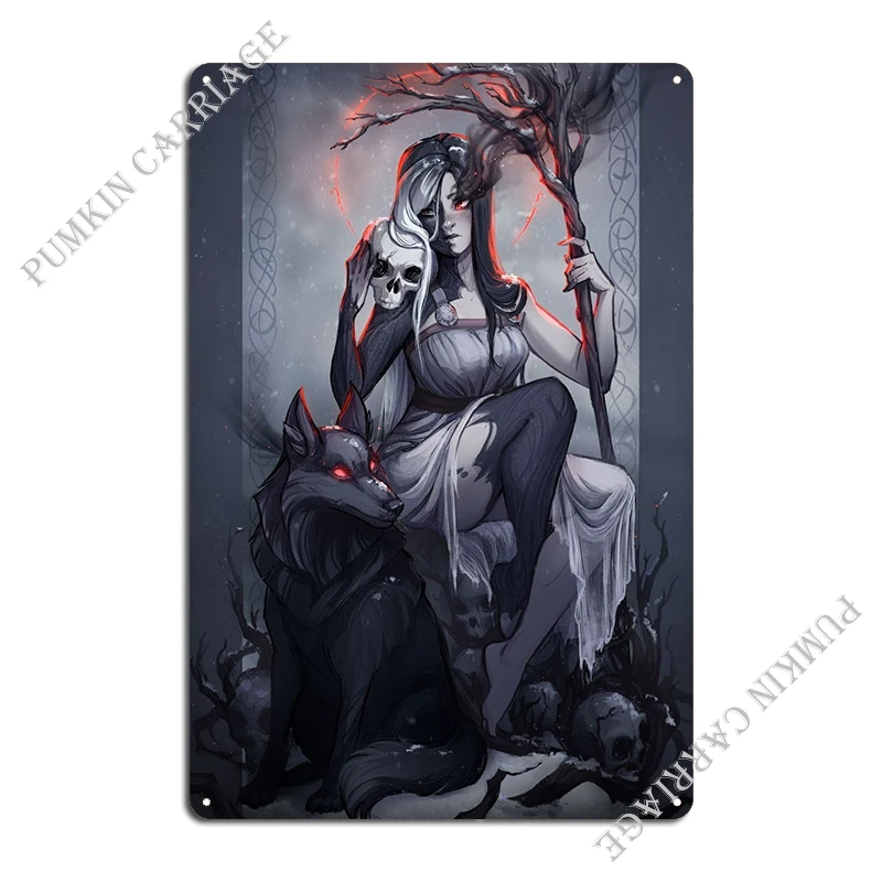 Norse Goddess Hel Metal Sign Plates Decoration Custom Wall Plaque Tin Sign Poster