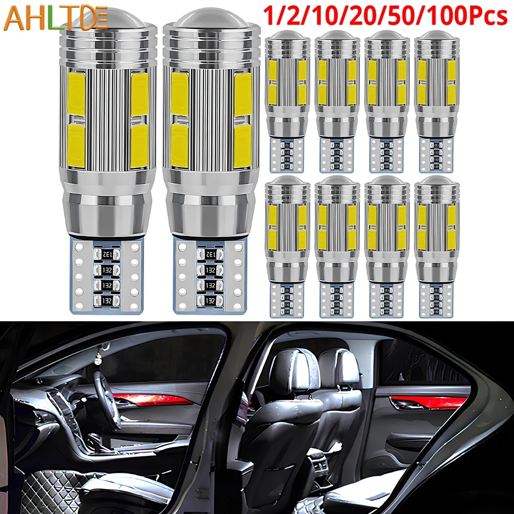

1/2/10/20Pcs Car T10 Canbus W5W 10SMD Turn Signal Light License Plate Bulb Trunk Reading LED bulb brake Parking Side Lamp white