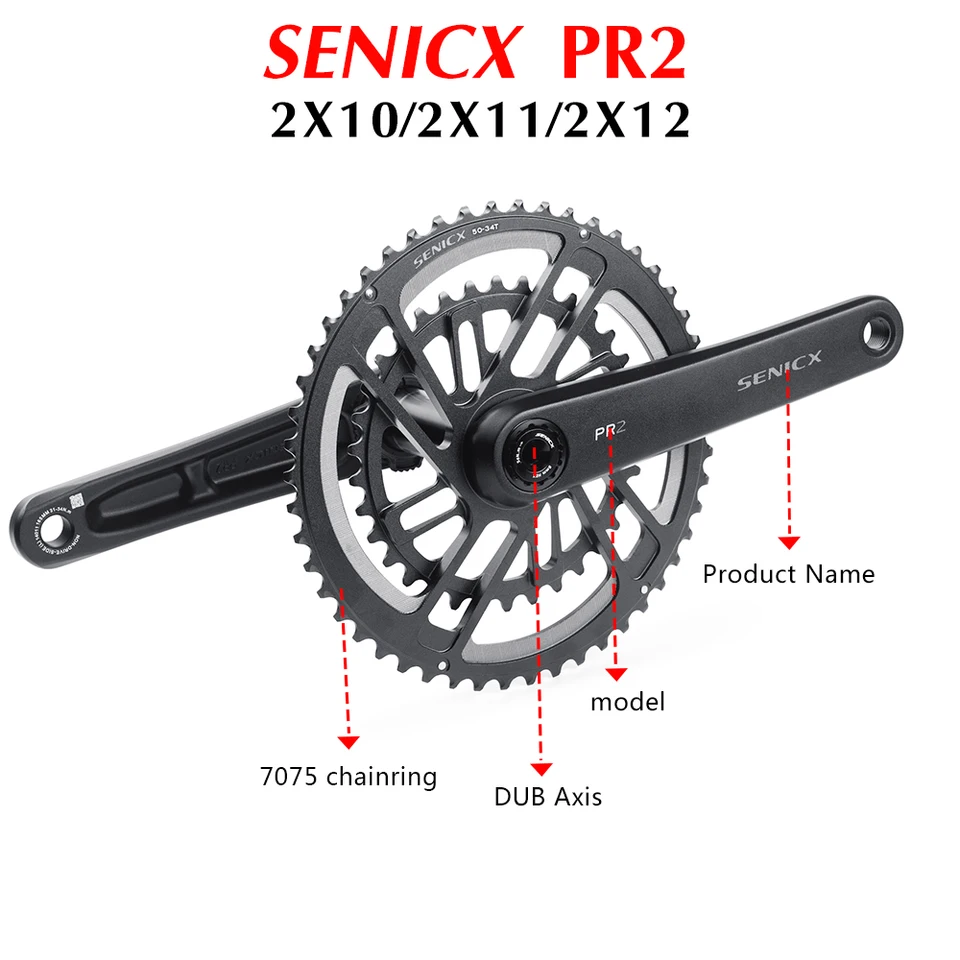SENICX PR2 ロードバイク クランク クランクセット 165/172/175