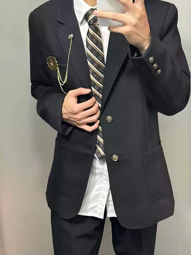 

Casual Sle Men's Suit Jaet Coat School orm Emblem Design Spring Autumn New High-End Feeling Cool And Haome