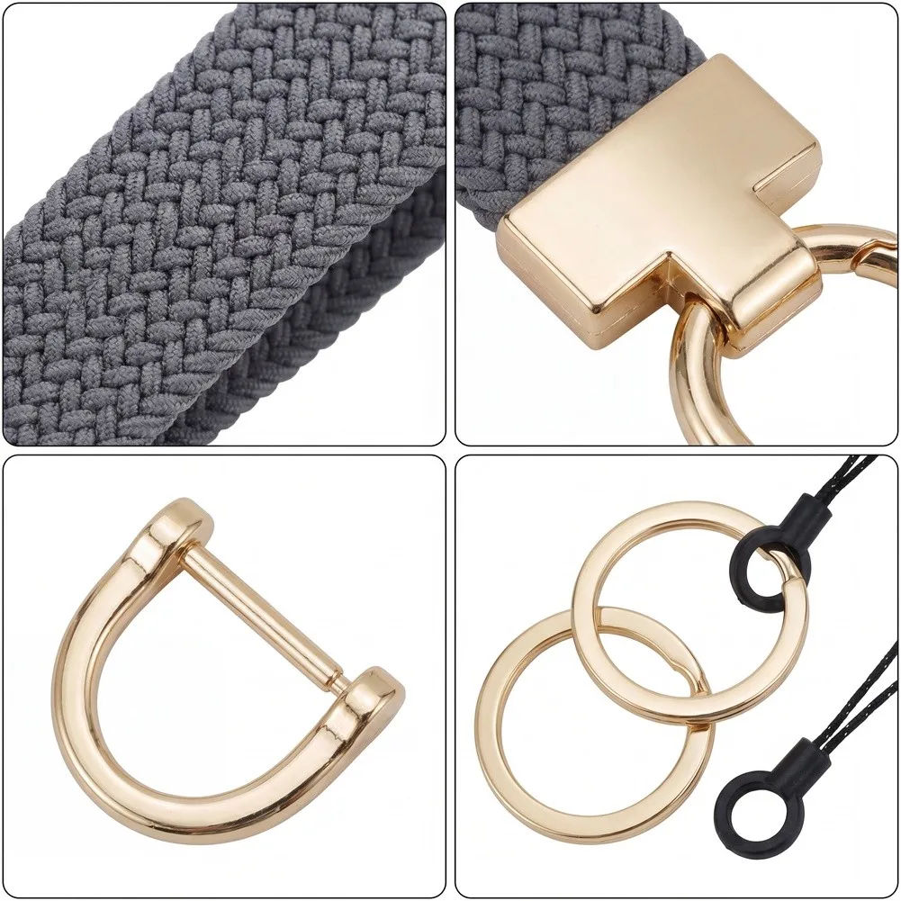 17CM Metal Keychain Ring for Keys Featuring Wristlet Strap and Adjustable Lanyard for Bag or Wrist Wear For Daily Use