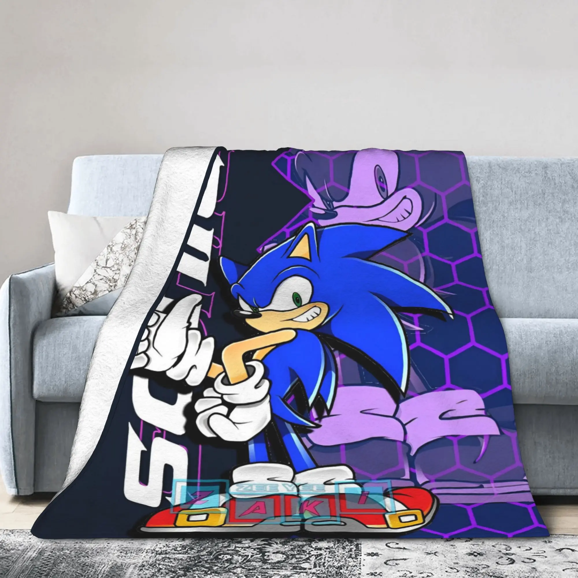 S-Sonics The H-Hedgehogs Blankets Flannel Print Multi-function Soft Throw Blanket for Sofa Outdoor Bedspread