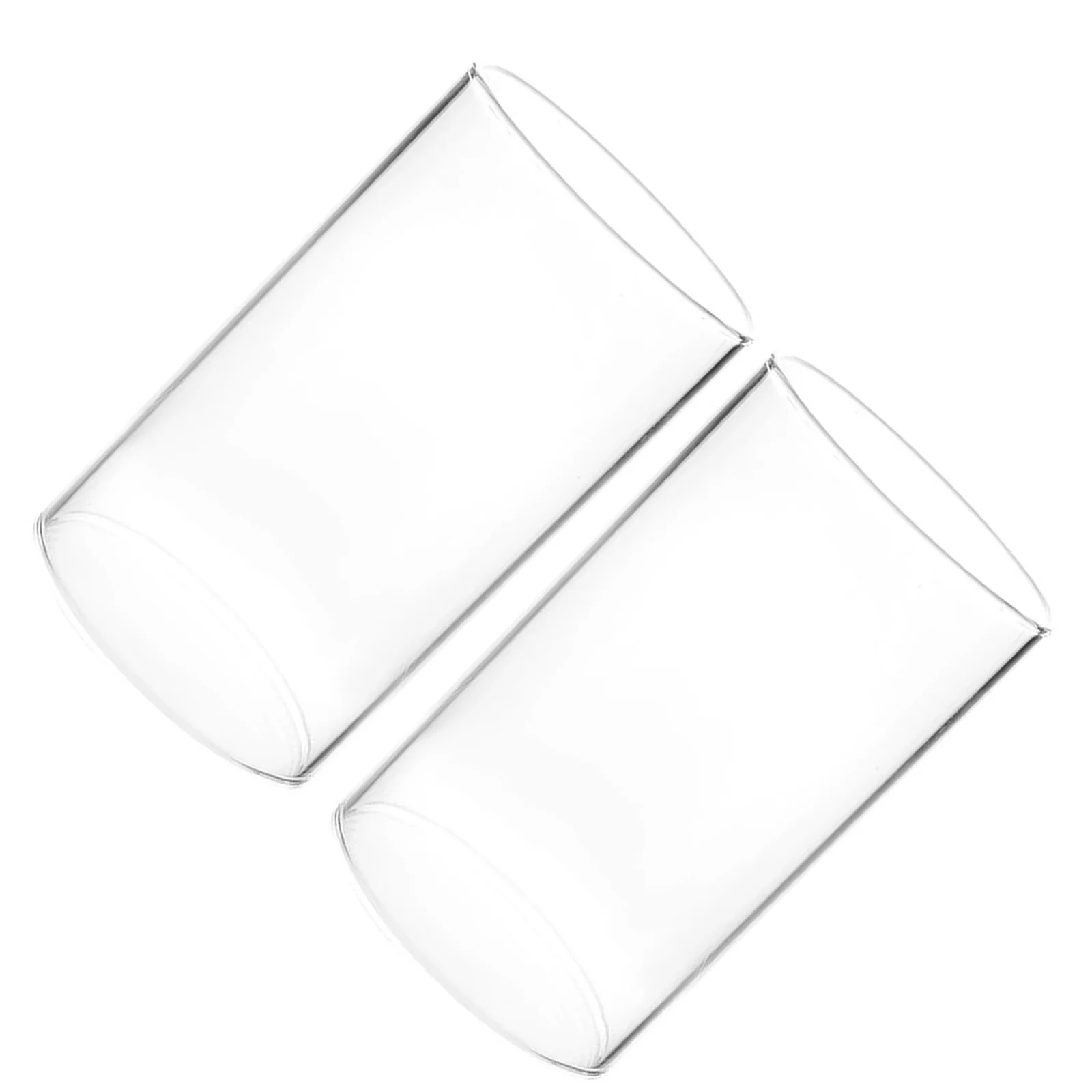 2Pcs Clear Glass Holders Simple Tube Shades for Container Romantic Atmosphere Decorative Glass Shades Supply