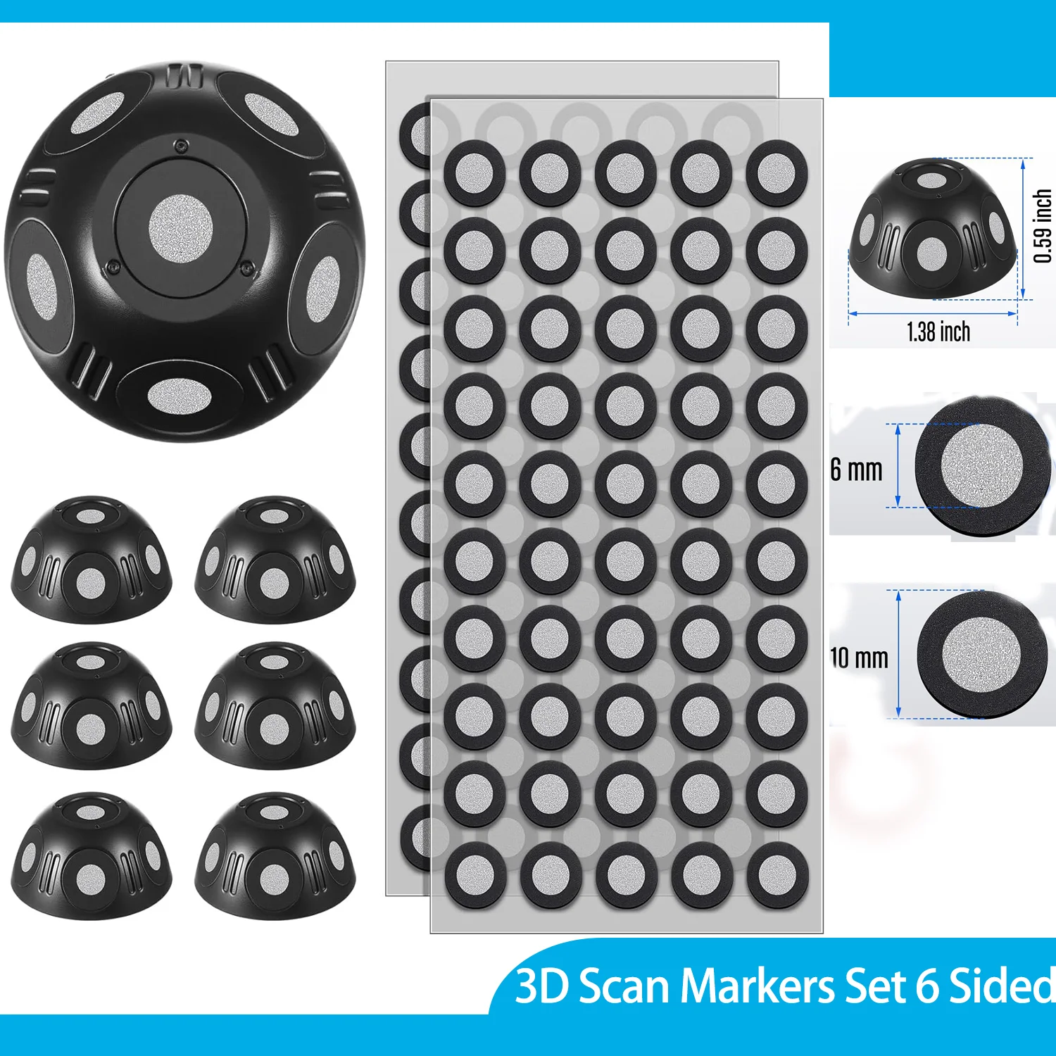 3D Printing Software - 3D-printer 3D-scanmarkerset 6-zijdig 6,0 mm 3D-scanmarkers