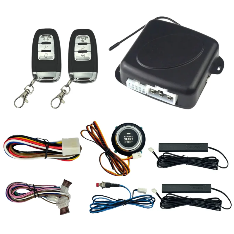 Universal 12V Car Keyless Entry Push Button Start System PKE Smart Key Remote Start Access Control Kit