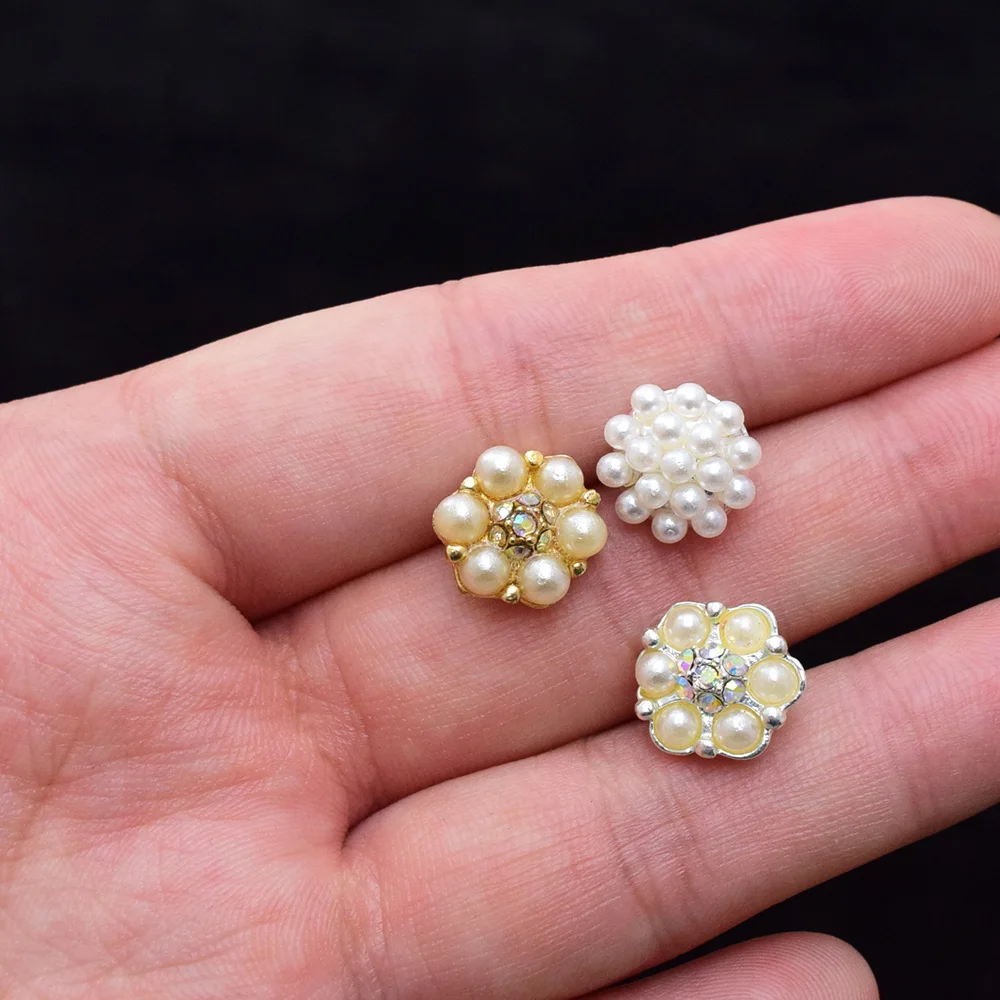 10Pcs/Lot Various Pearl And Rhinestone Small Exquisite Buttons For Shirts Clothing Decorative Accessories Buttons