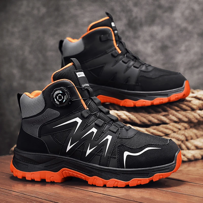 

Winter Knob Motorcycle Boots For Men High Top Men's Biker Shoes Outdoor Non-slip Hiking Sneakers Man Ankle Boots botas masculino