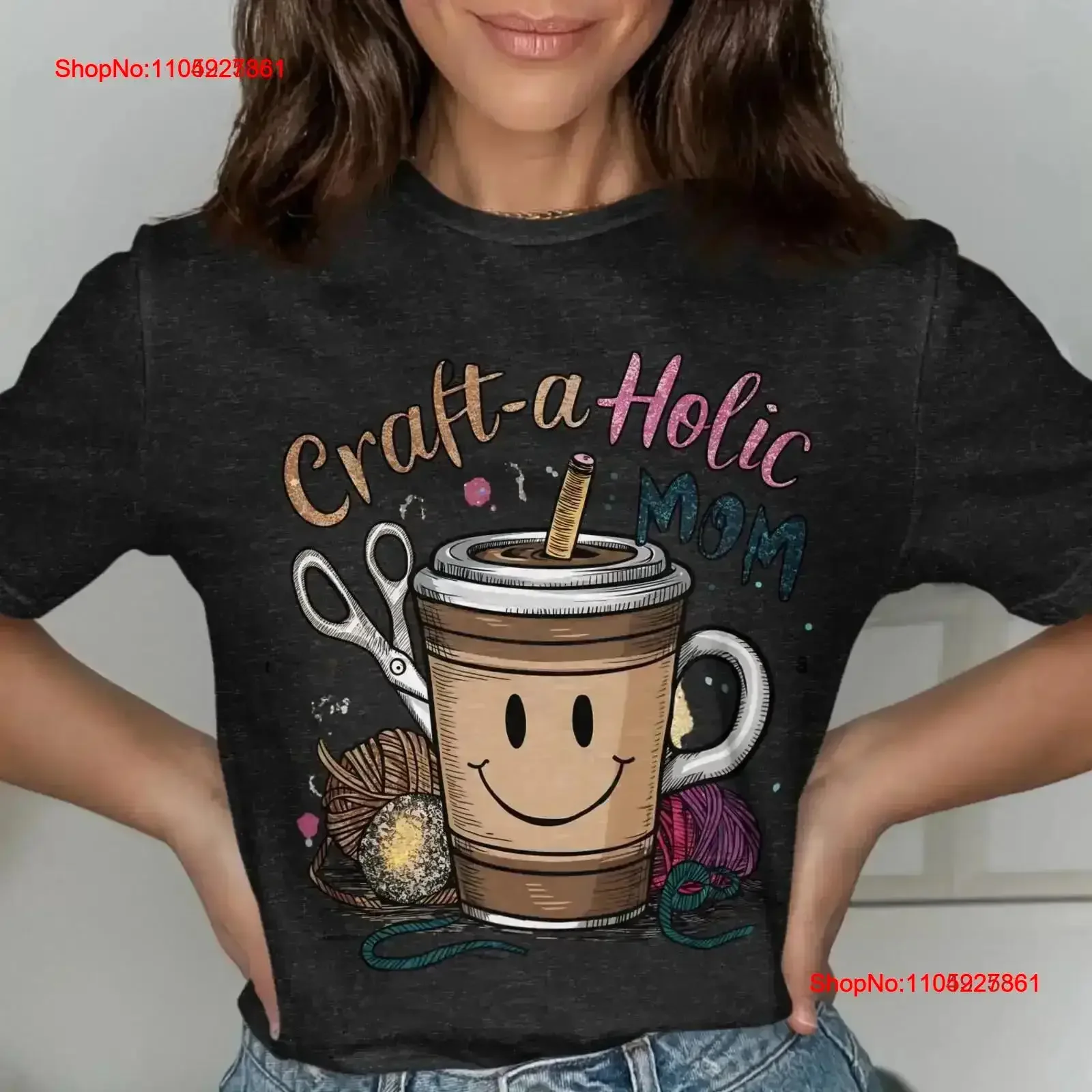 Craftaholic أمي تي شيرت مضحك القهوة عاشق الحياكة الحرفية وعيد الأم صياغة خمر غسلها الرسم تنوعا #1