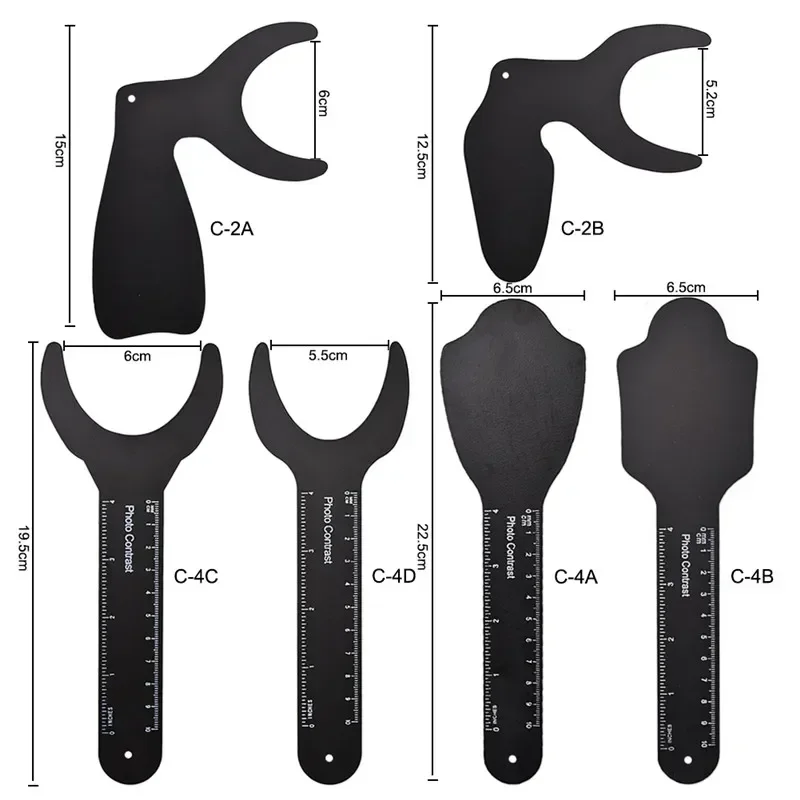 6PCS Dental Orthodontic Tool Black Background Photo Image Contrast Board Oral Cheek Plate with Scale Mark Autoclavable