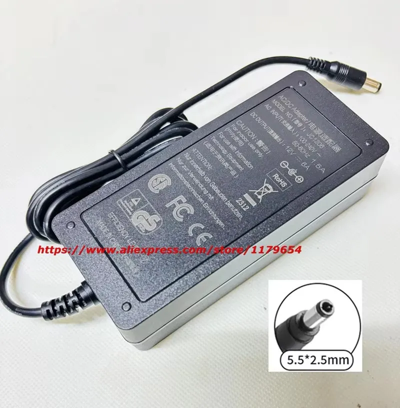 Caricatore adattatore CA 12V 6A 5.83A per CISCO 341-100574-01 Quad Cam Cisco Codec Plus Alimentatore per ACBEL ADF019 Punta 5,5x2,5 mm