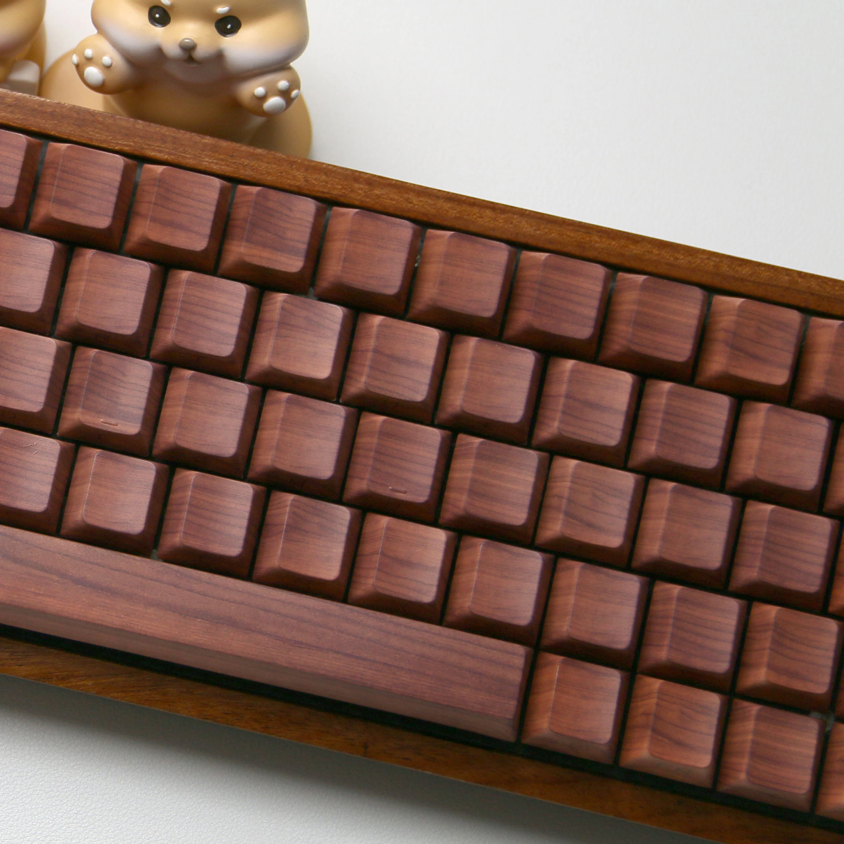 132 Keys Wood Grain Top Print/Side Print Shine Through Keycap 5 Sides Dye Sub PBT Keycaps Cherry Profile for MX Switch Keyboard