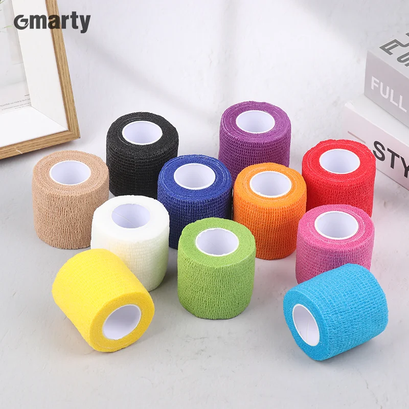 1 ролик, 5*450 см, многоцветная когезионная лента для тату-рулона, эластичная лента, рулоны для тату-машинки, аксессуары для захвата