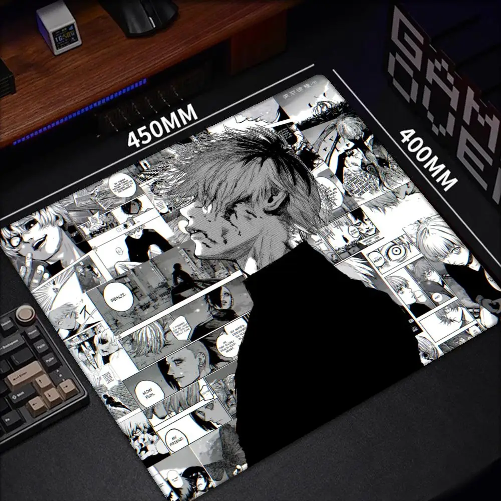 

45x40CM Speed Esports Waterproof Tokyo Ghoul Mouse Pad Anime Office Carpet Japanese Comics Rugs Keyboard Black & White Desk Mats