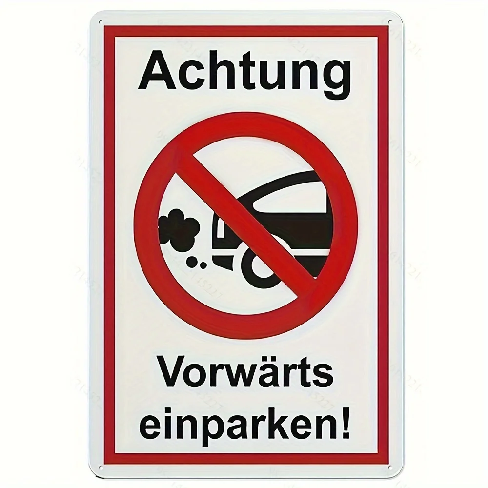 Imported, German 'Achtung' Aluminum Sign -  , Durable Metal Wall Decor for Outdoor Use