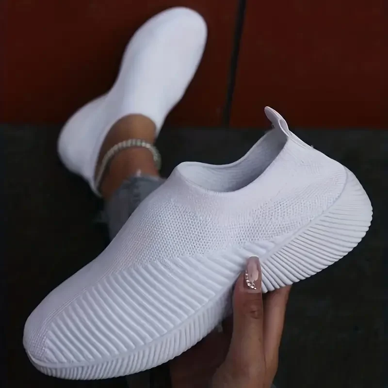 

ELUVA Womens Casual Walking Shoes Ballet Flats Knit Sock Sneakers Comfortable Anti-Skid Breathable Flat Shoes for Women