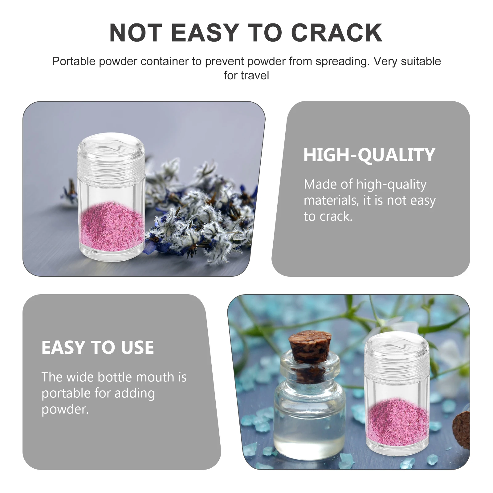 

6pcs Loose Bottle Plastic Open-hole Portable Empty Open-Hole Bottle Glitter Makeup Container Refillable Compact