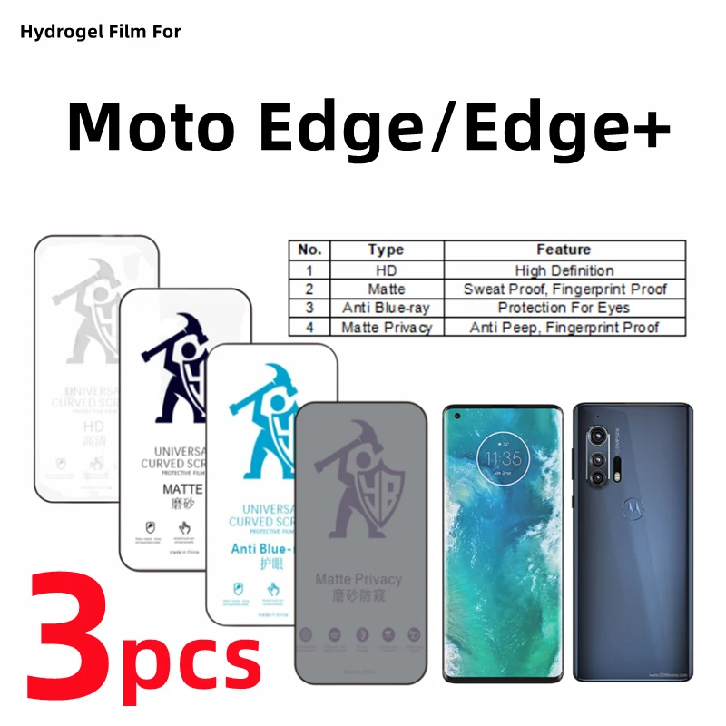 3 шт., Гидрогелевая Защитная пленка для Motorola Edge Plus 2023