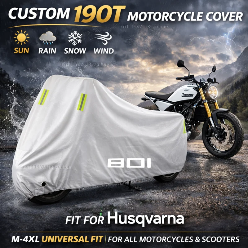 

For Husqvarna Vitpilen 801 Svartpilen 801 Motorcycle Cover Waterproof Heavy Duty Outdoor Rain Dust Sun Protector
