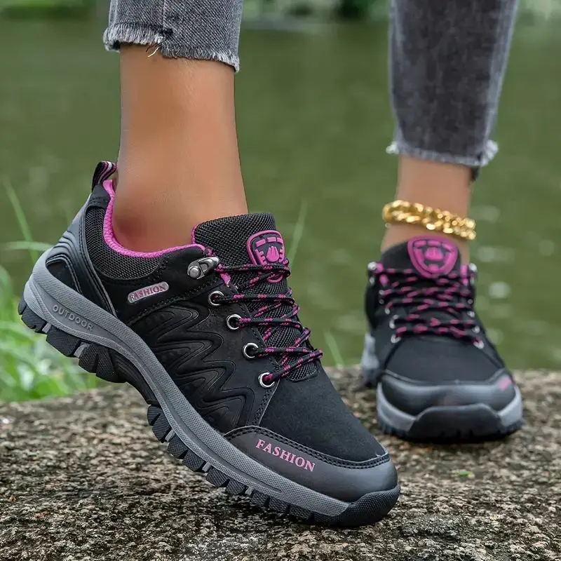 Zapatos de Montañismo antideslizantes para Mujer, zapatillas deportivas transpirables de Tendencia, informales, moda coreana para caminar, Otoño, 2024