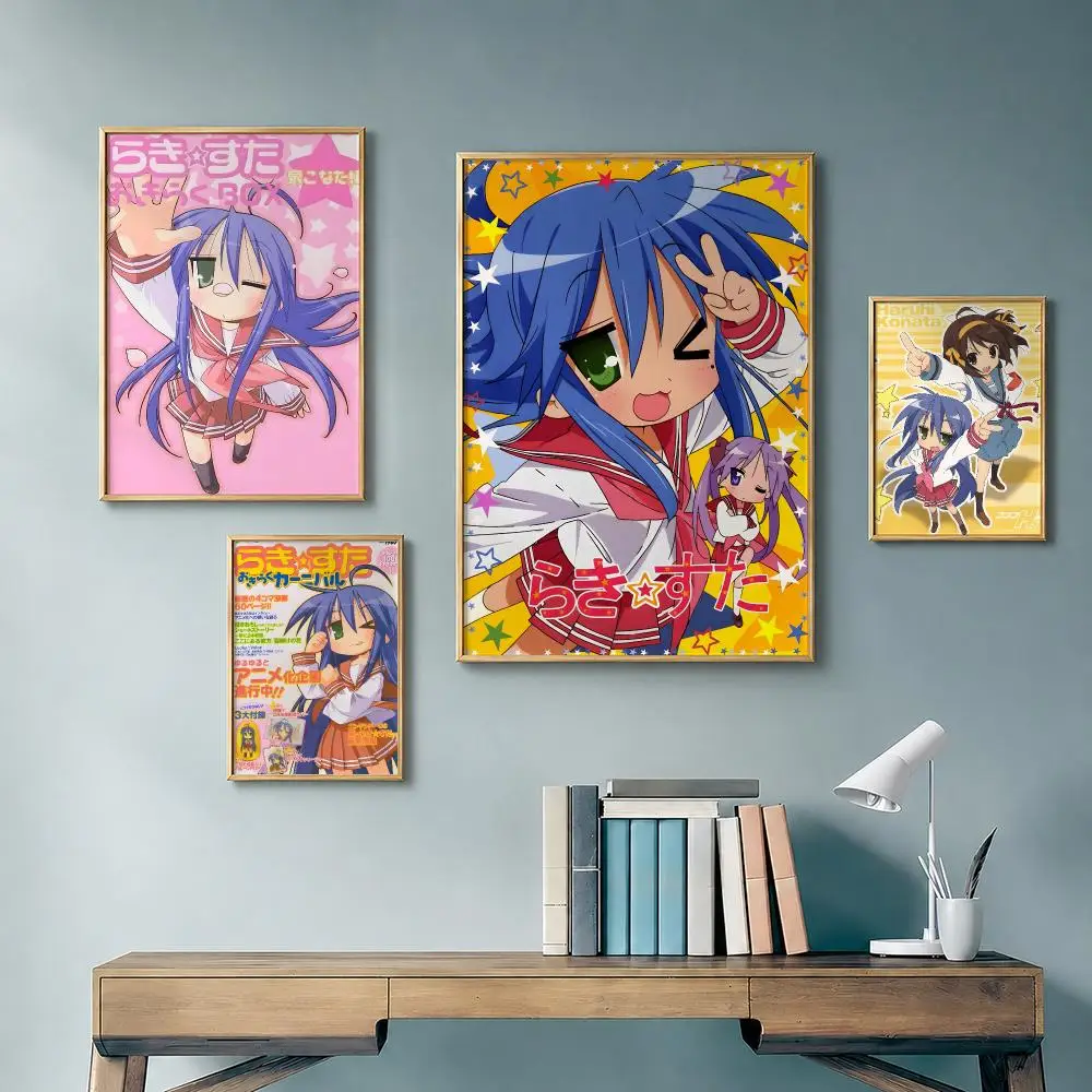 Classic Anime L-Lucky StarS Poster Vintage Retro Anime Poster Stickers Peel and Stick Wall Art Home Decor