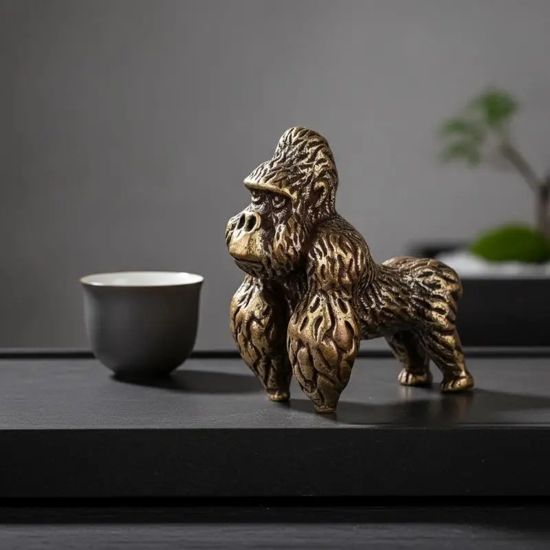 Antique-style Gorilla Tea Table Tea Pet Office Desktop Animal Decorative Figurine Electroplating Process