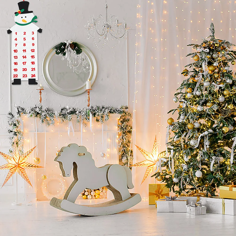 

2Pcs Christmas Felt Calendar Classic Elements Felt Material Wall Door Pendant Decor Xmas Advent Calendar