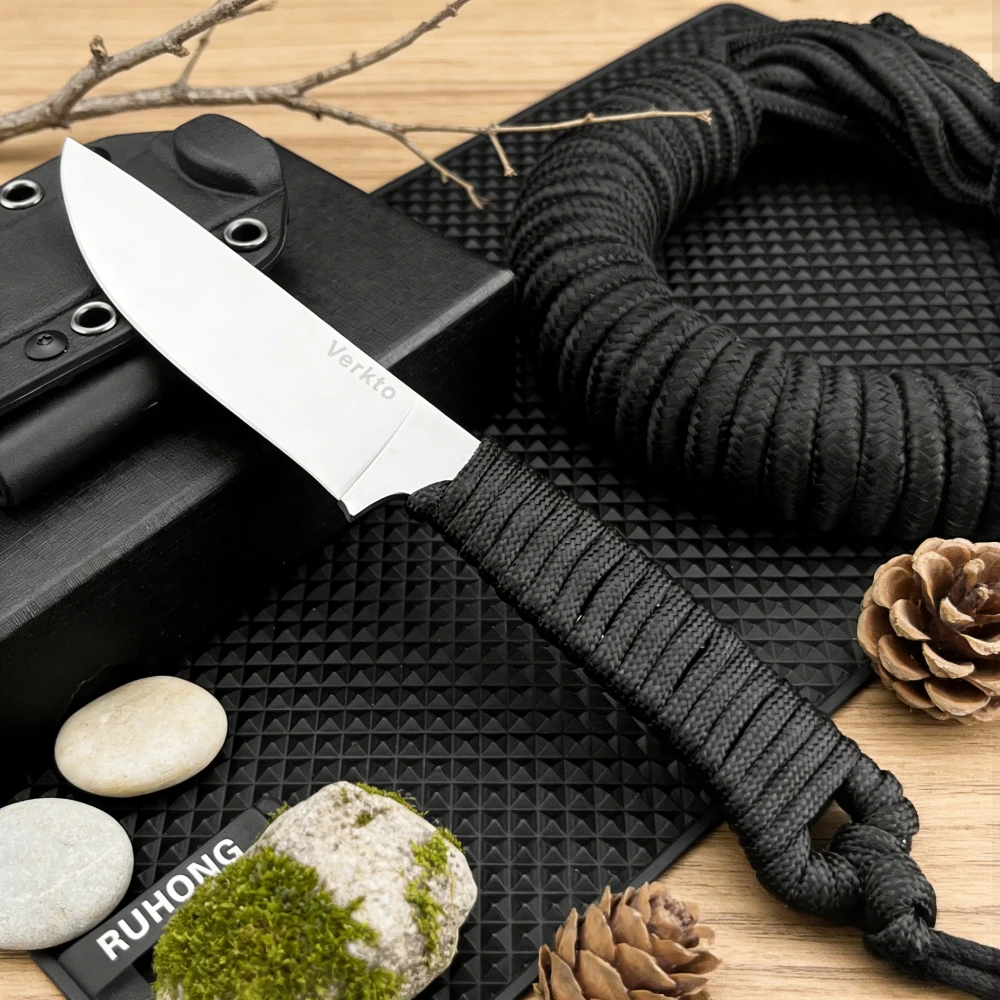 

С ножом K с черной противоскользящей ручкой Верхо Нож с фиксированным лезвием EDC Многофункциональный нож для выживания на открытом воздухе STONED GOAT Ножи мужские подарки