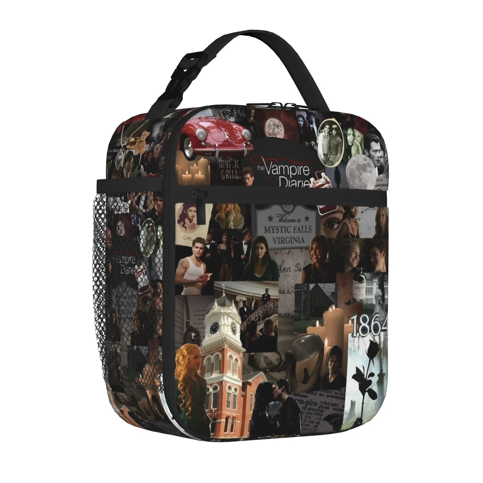 The Vampire Diaries Collage Insulated Lunch Bag For Travel TV Series Food Storage Bag Portable Cooler Thermal Lunch Box