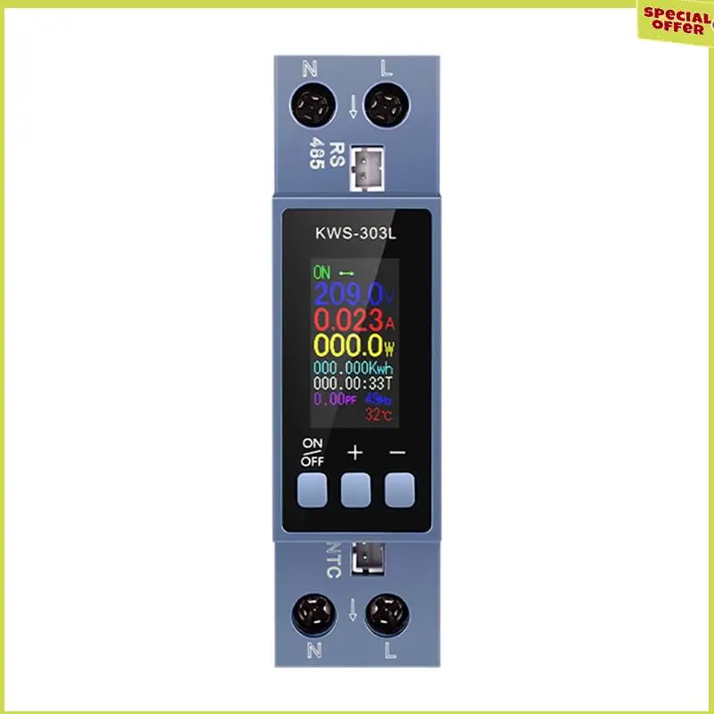 

A34R LED Digital Energy Meter Din Rail Mount Voltmeter Ammeter Wattmeter AC 80-290V With RS485 Kwh Power Meter