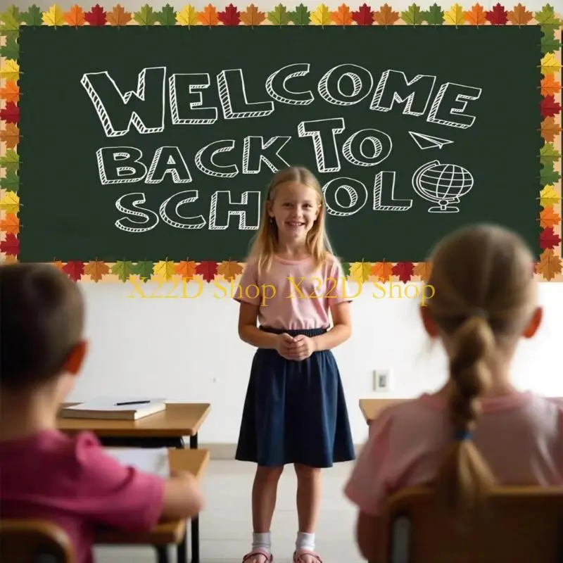 X22D Festives Fall Classroom Decorations Adhesive Maple Sticker Bulletin Board Border For Thanksgiving Autumn Parties