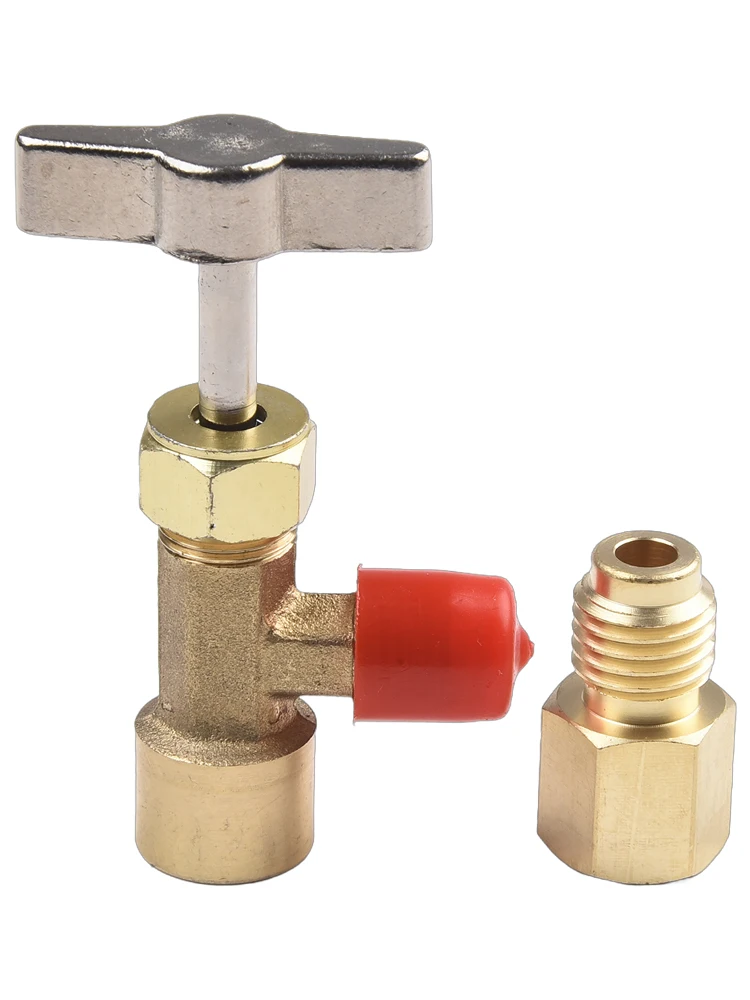 For RFor 134a Can Tap with Manual Valve and Adapter Supporting For 1/4 SAE and For 1/2 ACME AC Charging Hose Sizes