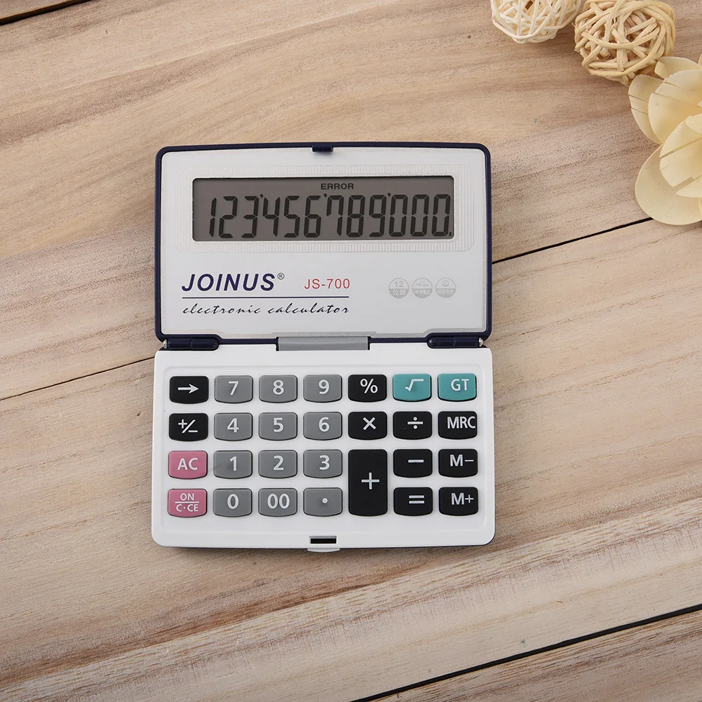 Electronic Folding Solar Power Calculator Portable Scientific Calculate Commercial Count 12 Digit Large Word Display With Button