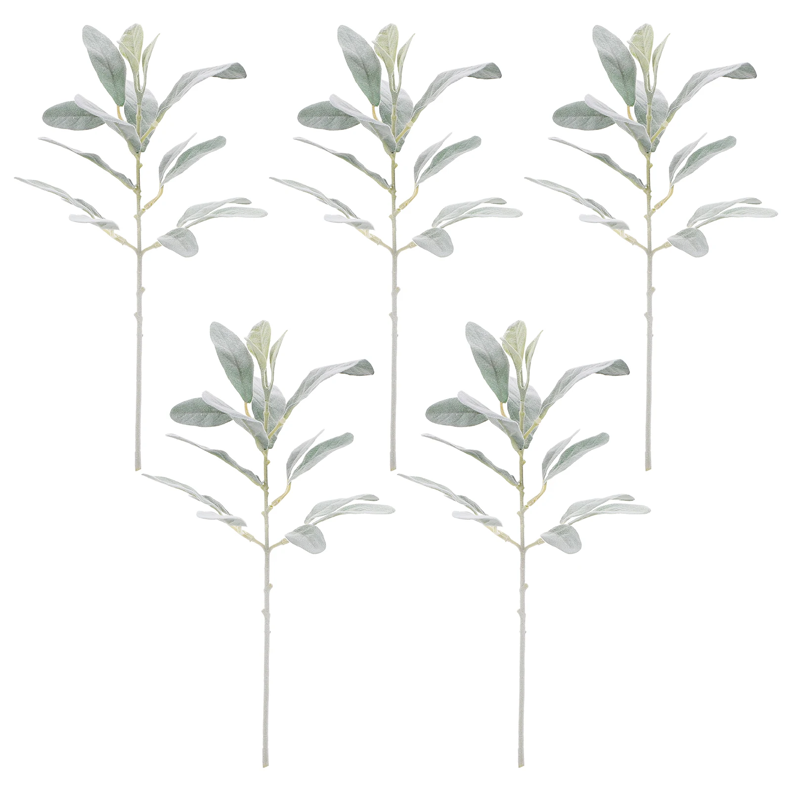 

5 Pcs Flocking Sheep Ear Leaves Artificial Plant Decor Home nament Simulated GreenPlant Photography Props Lightweight Storage