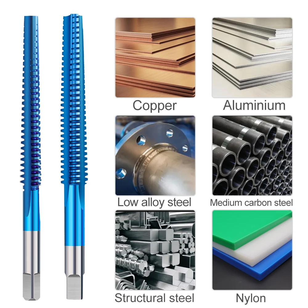 Tap Thread Spiral HSS TR8/10/12/14/16 Screw Thread Tap Drill Bit Nano Blue Coated Hand Tap Set HSS Left/Right Hand Machine Tap