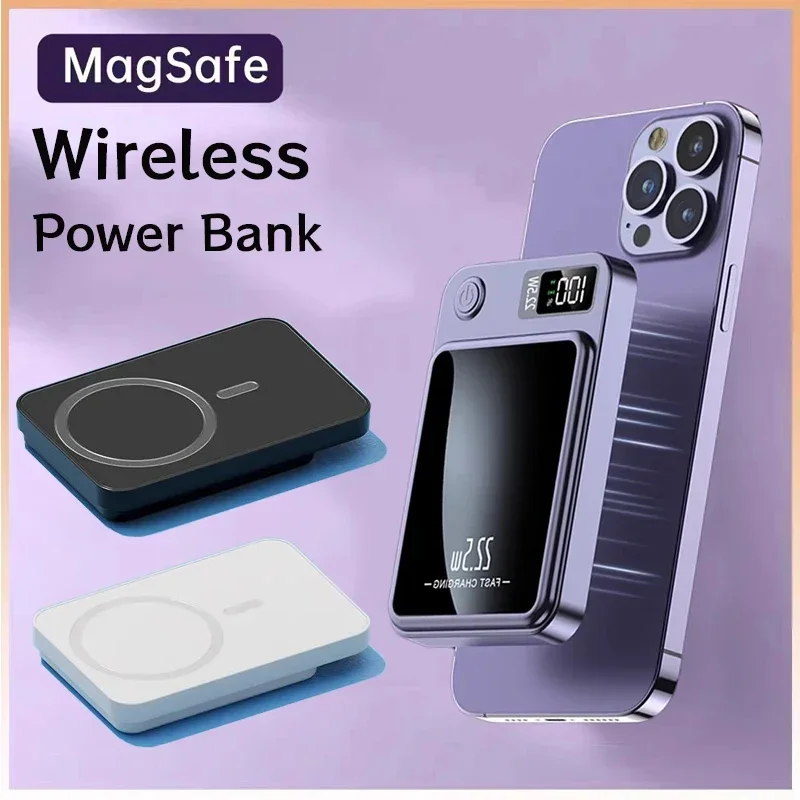 10000mAh Portable Magnetic Power Bank Fast Wireless Charger for Iphone 12 13 14 Pro Max Macsafe External Auxiliary Battery Pack