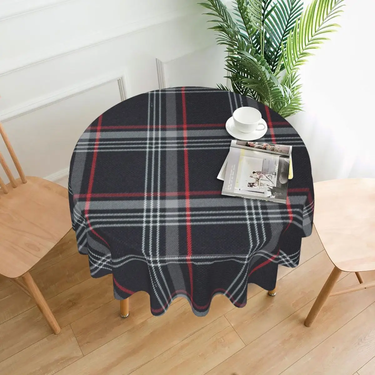 GTi Tartan Waterproof Round Tablecloth Oilproof Table Cloth for Kitchen Events Dining Table Cover 60 inches