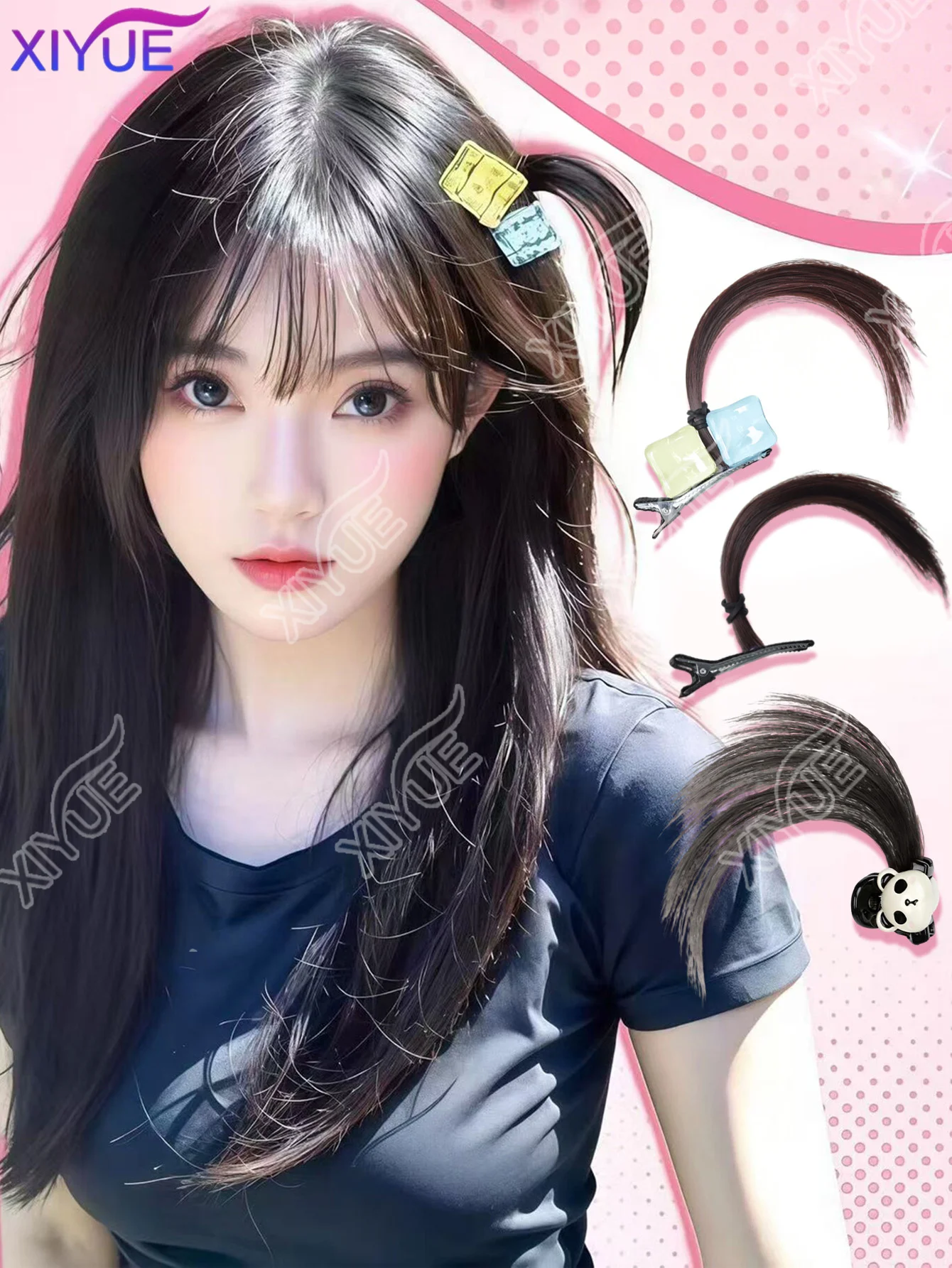 XIYUE Anime Stylish Headwear Barrettes Cute Hair Claw Clip Cosplay Cartoon Fake Hair Stands Duckbill Clip Lovely Duckbill Clip