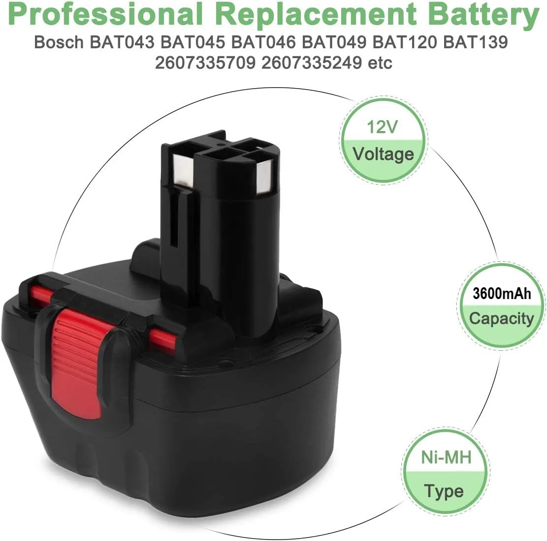 100% 12V 3600mAh for bosch 12v battery replace Bosch 12V Drill PSR 12 GSR 12 VE-2,GSB 12 VE-2,PSB 12 VE-2, BAT043 BAT045 BTA120