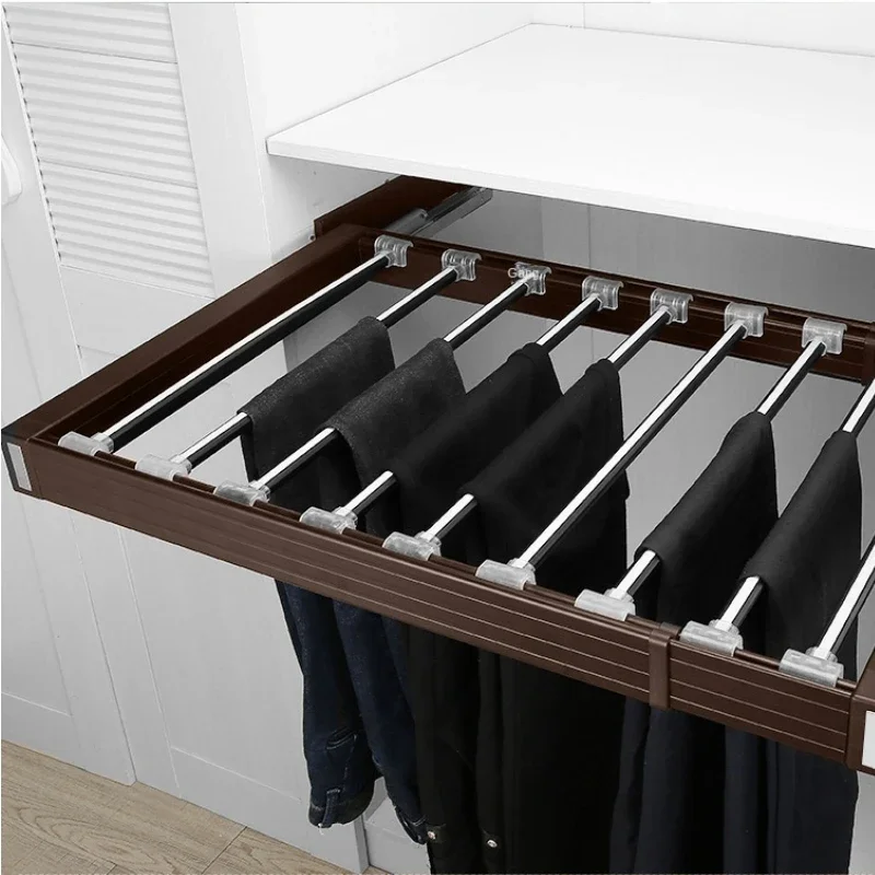 Trousers Rack Telescopic Pants Shelves Clothes Hanger Clothing Organizer Push-pull Damping Cabinet Dress Storage Holder Wardrobe